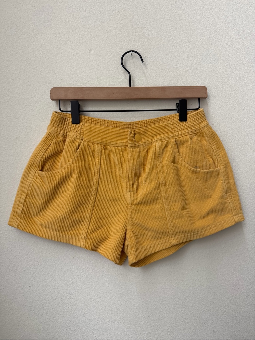 Faherty Yellow Corduroy High Rise Shorts Cotton Size S